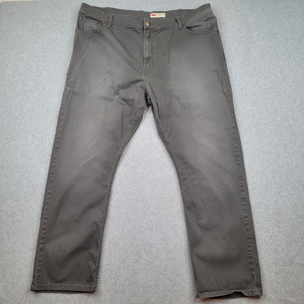 Wrangler Straight Fit Pants Mens 42x30 Gray Cotton Blend Stretch Casual Chinos